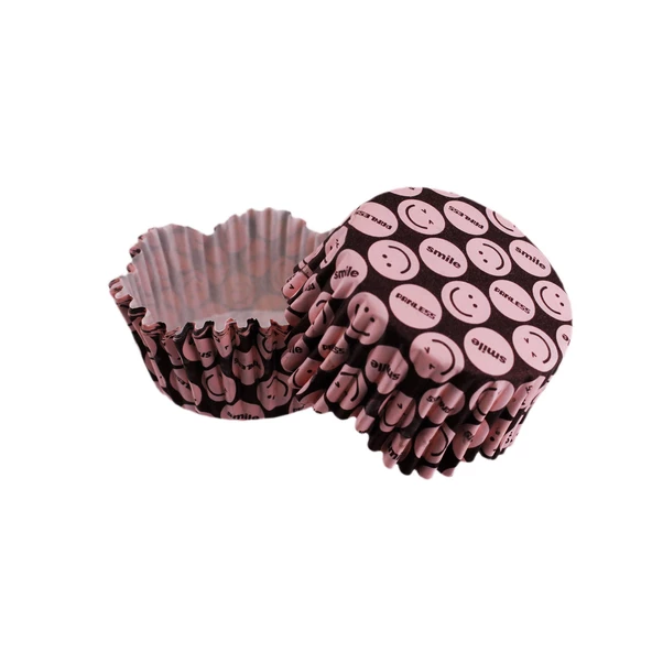 Cupcake Kalıbı Pet Kapsül Dalgalı Pembe Emoji Kek Kalıbı 65X38 MM (100 Adet) ürün görseli 1