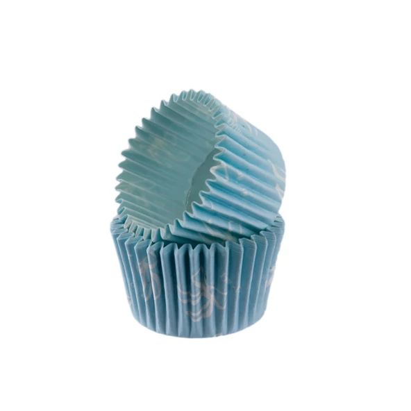 Kek Kalıbı Pet Kapsül 52X45 Mm Kağıt Cupcake Kağıdı (100 Adet)  Fiyonklu Mavi ürün görseli 1