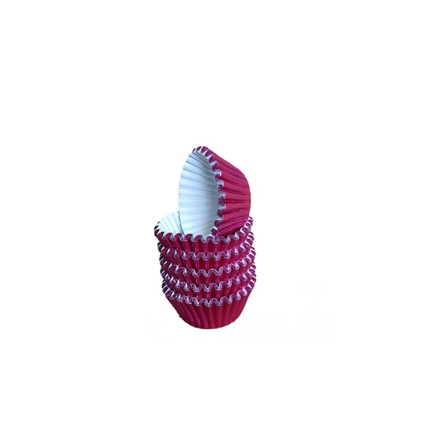 Metalik Folyo Cupcake Kalıbı Muffin Pet Kapsül No:1 (150 Adet)  Fuşya ürün görseli 1