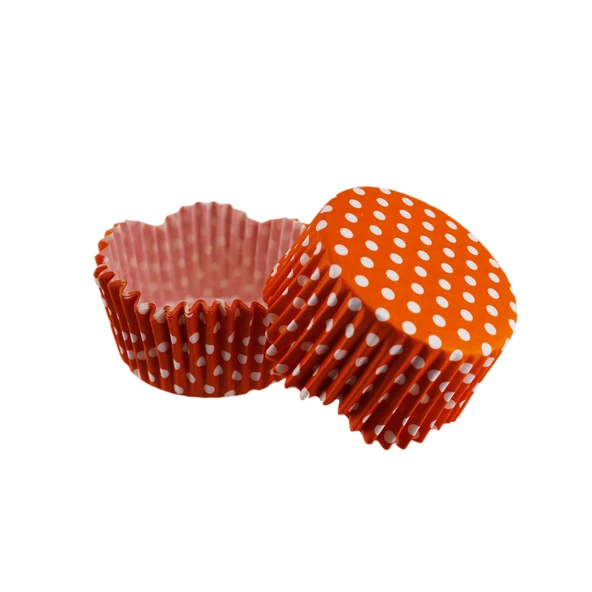 Cupcake Kalıbı Pet Kapsül Dalgalı Kek Kalıbı 65X38 MM (100 Adet)  Puantiyeli Turuncu ürün görseli 1