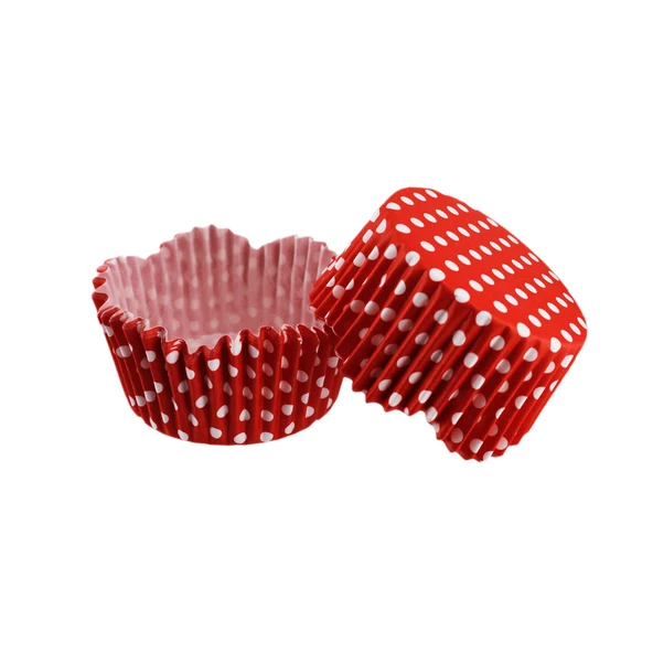 Cupcake Kalıbı Pet Kapsül Dalgalı Kek Kalıbı 65X38 MM (100 Adet)  Puantiyeli Kırmızı ürün görseli 1