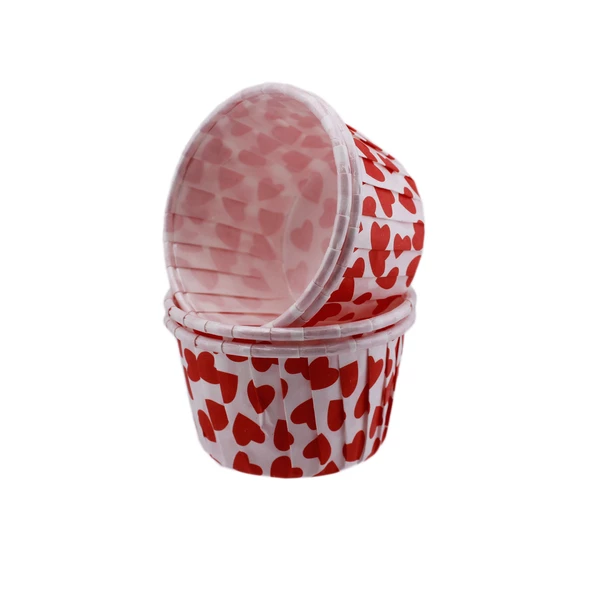 Cupcake Kalıbı Büyük Boy 62*40MM DESENLİ (50 Adet )  Kalp Desenli ürün görseli 1