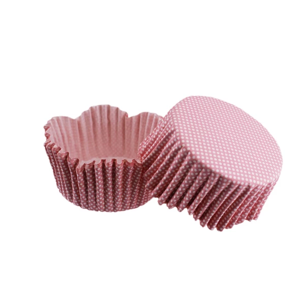 Cupcake Kalıbı Pet Kapsül Dalgalı Kek Kalıbı 65X38 MM (100 Adet)  Pembe Küçük Puanlı ürün görseli 1