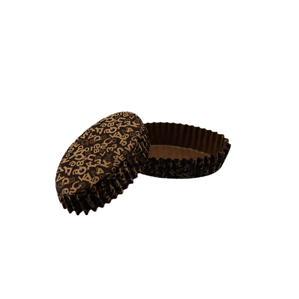 Cupcake Kalıbı Pet Kapsül Oval Harf Desenli Kek Kalıbı (100 Adet) ürün görseli 1