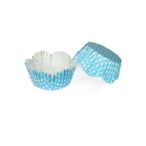 Kek Kalıbı Pet Kapsül 65*38 Mm Kağıt Cupcake Kağıdı (100 Adet)  Puantiyeli Mavi ürün görseli 1