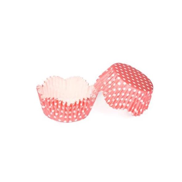 Kek Kalıbı Pet Kapsül 65*38 Mm Kağıt Cupcake Kağıdı (100 Adet)  Puantiyeli Pembe ürün görseli 1