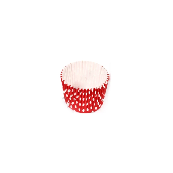 Kek Kalıbı Pet Kapsül 52*45 Mm Kağıt Cupcake Kağıdı (100 Adet)  Puantiyeli Kırmızı ürün görseli 1