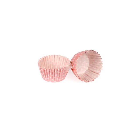 Kek Kalıbı Pet Kapsül 52*45 Mm Kağıt Cupcake Kağıdı (100 Adet)  Puantiyeli Pembe ürün görseli 1