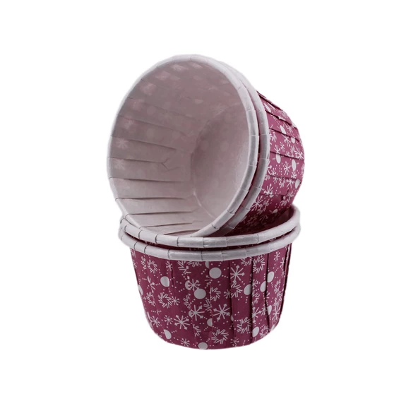Cupcake Kalıbı Orta Boy 50*39 Mm KAR DESENLİ (50 Adet)  Kar Desenli Mor ürün görseli 1