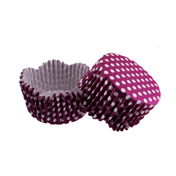 Cupcake Kalıbı Pet Kapsül Dalgalı Kek Kalıbı 65X38 MM (100 Adet)  Puantiyeli Mor ürün görseli 1
