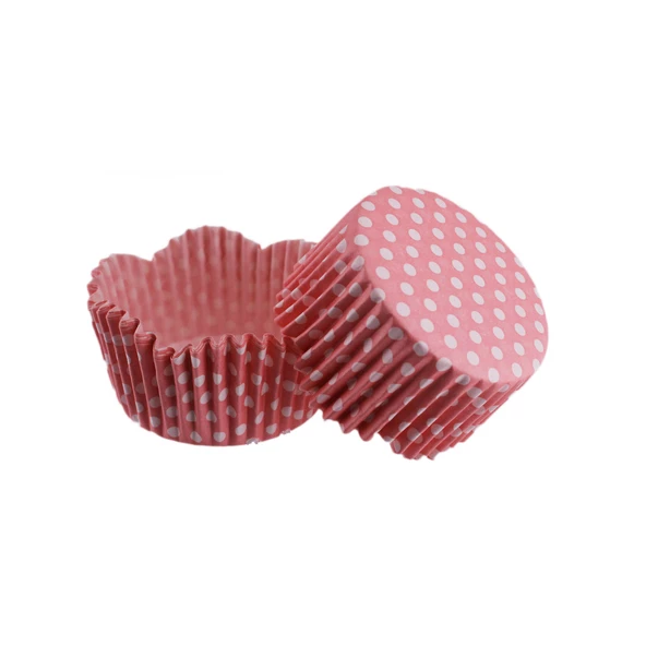 Cupcake Kalıbı Pet Kapsül Dalgalı Kek Kalıbı 65X38 MM (100 Adet)  Puantiyeli Pembe ürün görseli 1