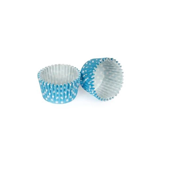 Kek Kalıbı Pet Kapsül 52*45 Mm Kağıt Cupcake Kağıdı (100 Adet)  Puantiyeli Mavi ürün görseli 1