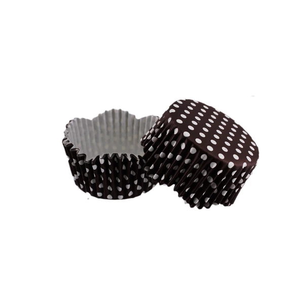 Cupcake Kalıbı Pet Kapsül Dalgalı Kek Kalıbı 65X38 MM (100 Adet)  Puantiyeli Kahverengi ürün görseli 1