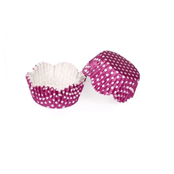 Kek Kalıbı Pet Kapsül 65*38 Mm Kağıt Cupcake Kağıdı (100 Adet)  Puantiyeli Mor ürün görseli 1