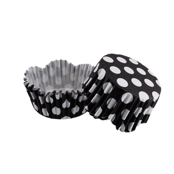 Cupcake Kalıbı Pet Kapsül Dalgalı Kek Kalıbı 65X38 MM (100 Adet)  Puantiyeli Siyah ürün görseli 1