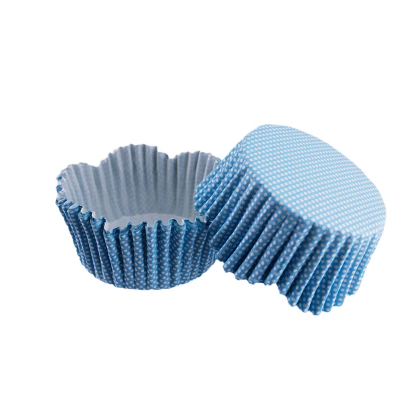 Cupcake Kalıbı Pet Kapsül Dalgalı Kek Kalıbı 65X38 MM (100 Adet)  Mavi Küçük Puanlı ürün görseli 1