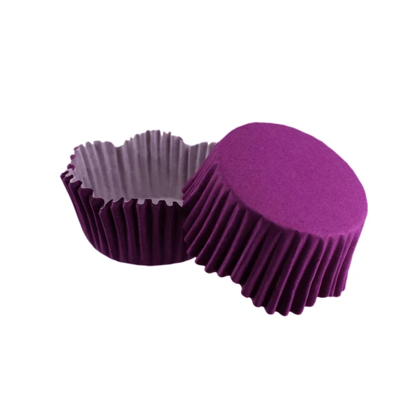 Cupcake Kalıbı Pet Kapsül Dalgalı Kek Kalıbı 65X38 MM (100 Adet)  Mor ürün görseli 1