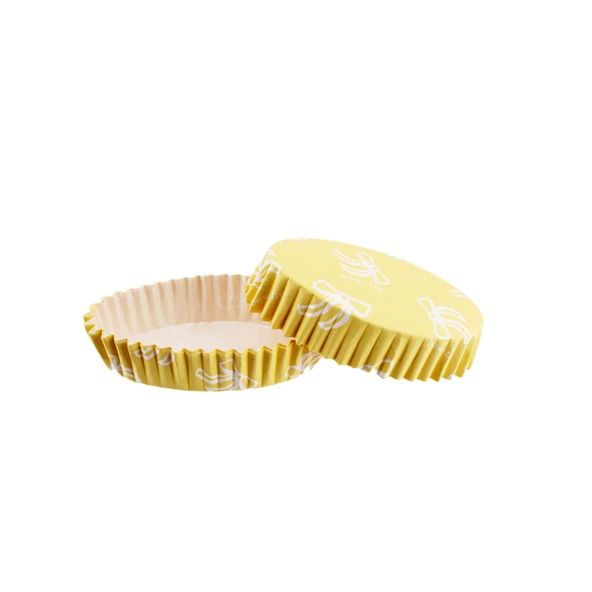 Cupcake Kalıbı Pet Kapsül Oval Model Kek Kalıbı (100 Adet) F11  Fiyonklu Sarı ürün görseli 1