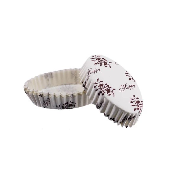 Cupcake Kalıbı Pet Kapsül Oval Sarmaşık Desenli Kek Kalıbı (100 Adet) F11 ürün görseli 1