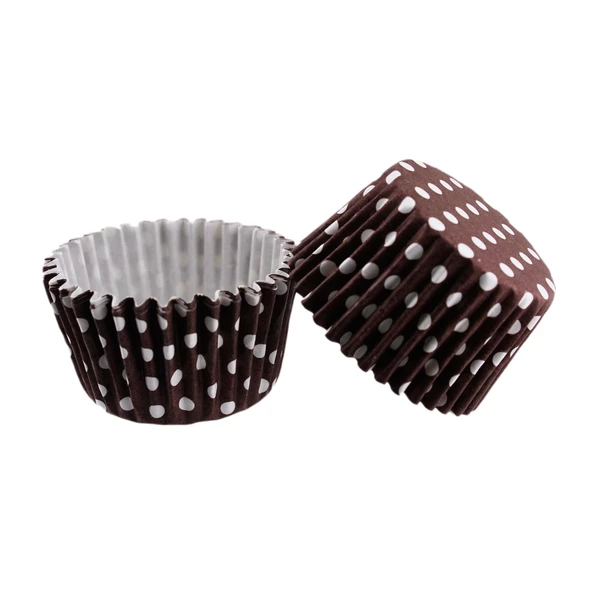 Cupcake Kalıbı Pet Kapsül Kek Kalıbı 48X34 MM (100 Adet)  Puantiyeli Kahverengi ürün görseli 1