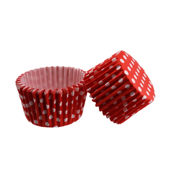 Cupcake Kalıbı Pet Kapsül Kek Kalıbı 48X34 MM (100 Adet)  Puantiyeli Kırmızı ürün görseli 1