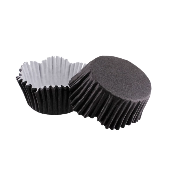 Cupcake Kalıbı Pet Kapsül Dalgalı Kek Kalıbı 65X38 MM (100 Adet)  Siyah ürün görseli 1