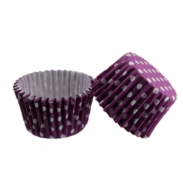 Cupcake Kalıbı Pet Kapsül Kek Kalıbı 48X34 MM (100 Adet)  Puantiyeli Mor ürün görseli 1
