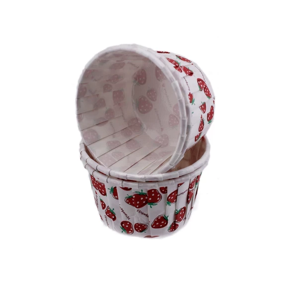 Cupcake Kalıbı Orta Boy 50*39 MM DESENLİ (100 Adet)  Çilek Desenli ürün görseli 1
