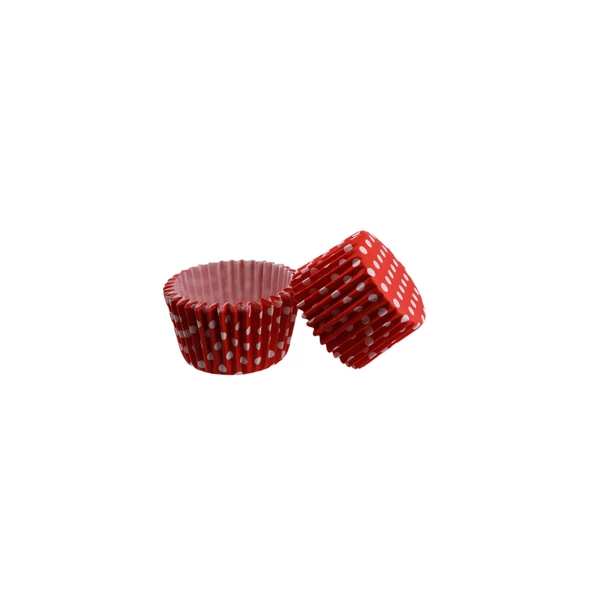 Kek Kalıbı Pet Kapsül 52X45 MM Kağıt Cupcake Kağıdı (100 Adet)  Puantiyeli Kırmızı ürün görseli 1