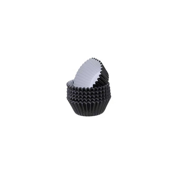 Metalik Folyo Cupcake Kalıbı Muffin Pet Kapsül No:3 (150 Adet)  Siyah ürün görseli 1