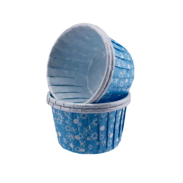 Cupcake Kalıbı Orta Boy 50*39 MM KAR DESENLİ (100 Adet)  Mavi ürün görseli 1