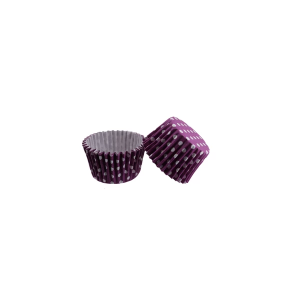 Kek Kalıbı Pet Kapsül 52X45 MM Kağıt Cupcake Kağıdı (100 Adet)  Puantiyeli Mor ürün görseli 1