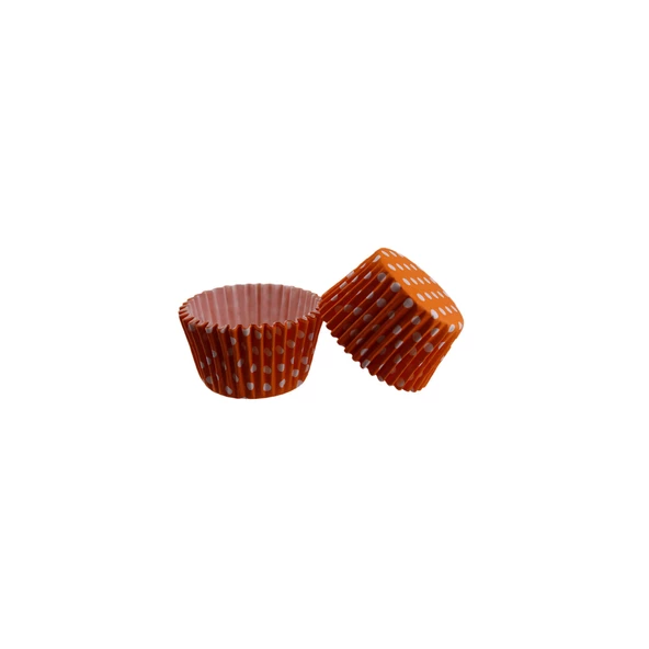 Kek Kalıbı Pet Kapsül 52X45 MM Kağıt Cupcake Kağıdı (100 Adet)  Puantiyeli Turuncu ürün görseli 1