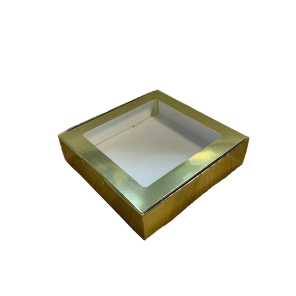Karton Kutu Pencereli  Havlu Kutusu 25X25X5 (10 Adet)  Gold ürün görseli 1