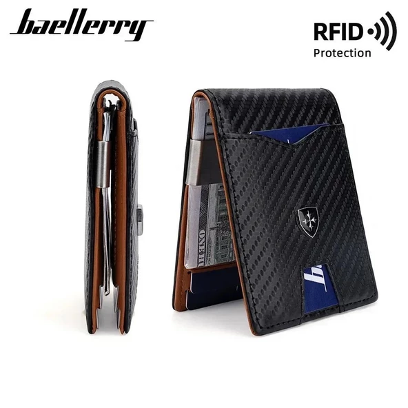 Baellerry Minimalist RFID Koruma Çift Kat Deri Çoklu Kart Cüzdan Erkek Kartlık ürün görseli 1