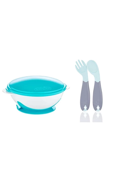 Babyjem Vakumlu Mama Tabağı Ve Açılı Çatal Kaşık Seti ürün görseli 1