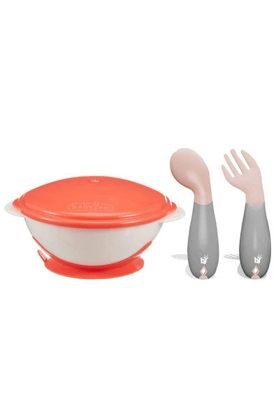 Babyjem Vakumlu Mama Tabağı Ve Açılı Çatal Kaşık Seti ürün görseli 1
