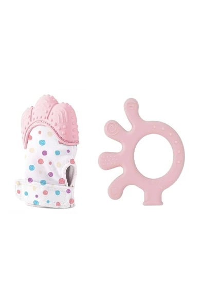Babyjem 2'li Diş Kaşıma Seti Diş Kaşıyıcı Eldiven Diş Kaşıyıcı Ahtapot Pembe ürün görseli 1