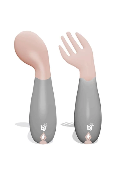 Babyjem Tutmalı Açılı Çatal Kaşık Gül Kurusu ürün görseli 1