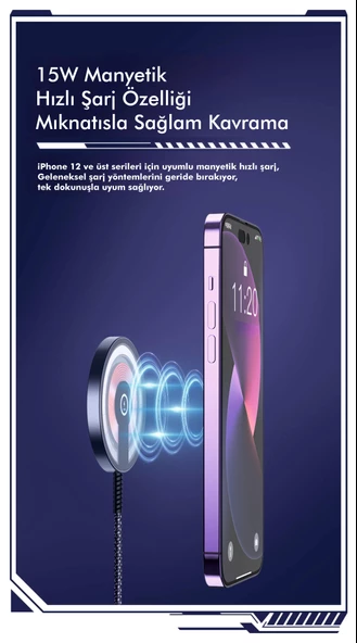 TOTU CACW-063 Super Fast Magsafe Özelikli 15 W Araç içi Kablosuz Telefon Tutucu - Resim 5