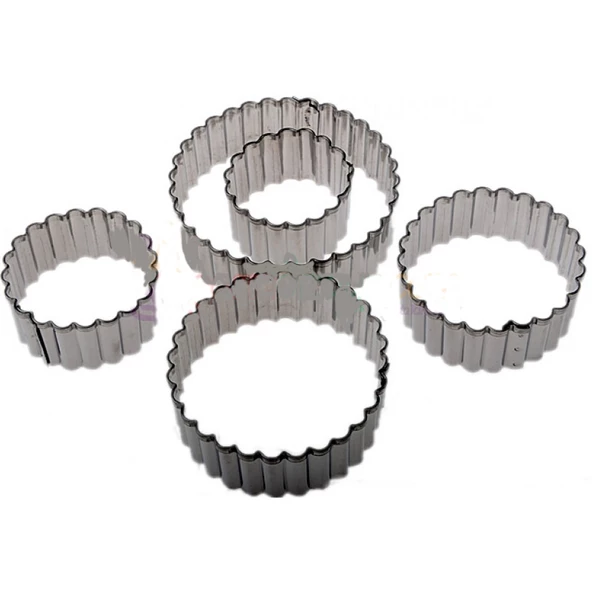 Kek Kurabiye Ve Pasta Kalıbı Metal 5 Li Set Yuvarlak Tırtıklı ürün görseli 1