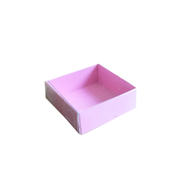 Asetat Kapaklı Karton Kutu 6X6X2.5 CM (50 Adet)  Pembe ürün görseli 1