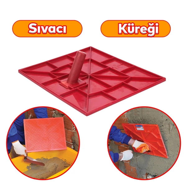 Saplı Plastik Sıvacı Küreği Harç Duvar Beton Sıva Yayma 44x36 cm Boyutunda Plastik Sap ürün görseli 1