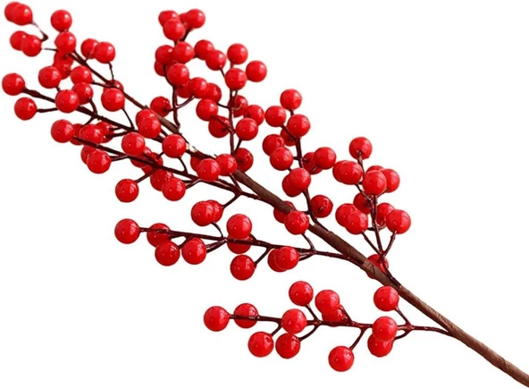 Nettenevime Yapay Çiçek Kokina Uzun Dal 63cm Yılbaşı Çiçeği Red Berry ürün görseli 1