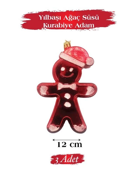 Yılbaşı Ağaç Süsü Kurabiye Adam 12 Cm 3 Parça ürün görseli 1