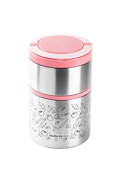 Tantitoni Pembe 2 Katlı Termos 930 ml (Elvin Home Concept) ürün görseli 1