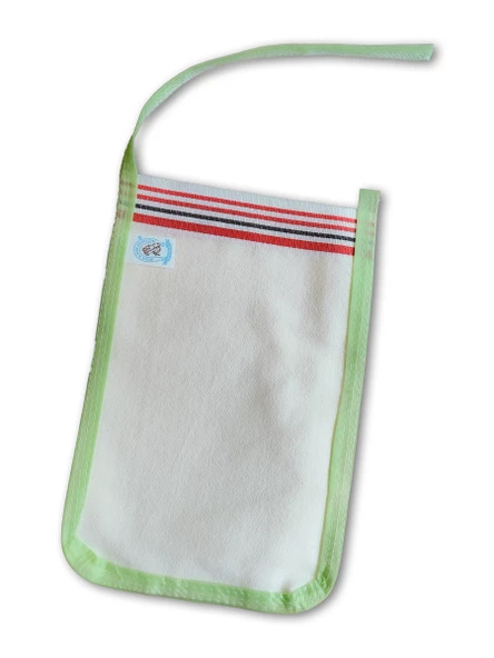 EKER-GÖKKUŞAĞI SERİSİ-DOĞANIN RENKLERİ-Yeşil Biyeli Kese-Banyo ve Duş Kesesi-Doğal Özel Dokuma-Standart Kese-(VÜCUT PEELİNGİ) ürün görseli 1