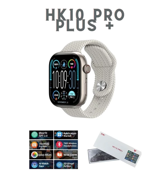 Watch 10 Series HK10 Pro+ Plus Amoled G-Sensör Akıllı Saat Çift Kordon Yapay Zeka Kulaklık Eşleme Çağrı Cevaplama ürün görseli 1