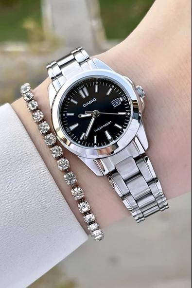 Casio CSISTE155 Kadranı Siyah Kordonu Gümüş Renk Kadın Kol Saati ürün görseli 1