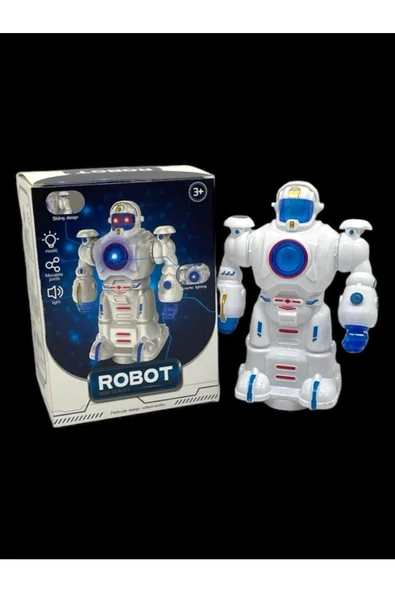 Çarp Dön Sesli Işıklı Robot 16 Cm Beyaz - Resim 6